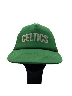 Boston Celtics Vintage Mesh Trucker Hat Cap Spell Out Designer Award 80's NBA